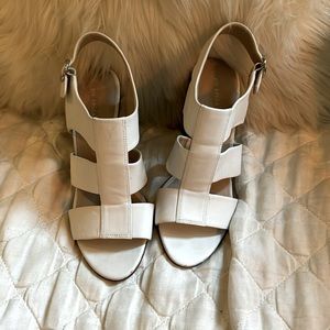 Michael Kors White Block Heeled Sandals. Size 37